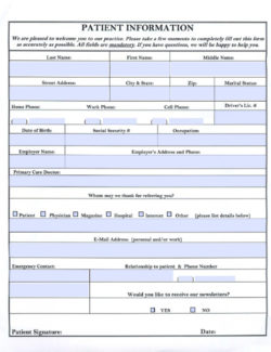 New Patient Registration Forms