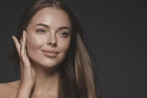 woman on gray background